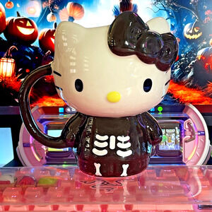 Hello Kitty Halloween Mug Black Bow Skeleton 20oz Sculpted Full Body 2024 Sanrio